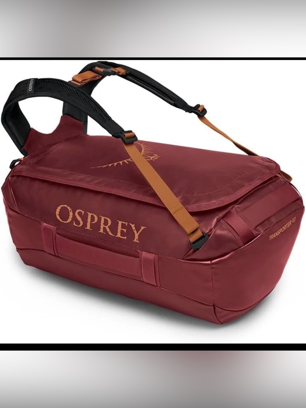 NEW Osprey Transporter 40L RED Travel Duffel Bag, Red Brand New With Case